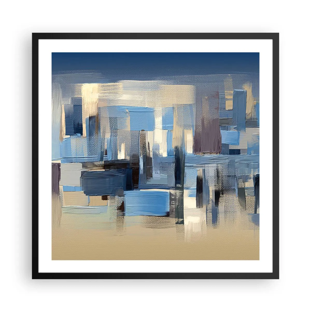 Affiche dans un cadre noir - Poster - Construction bleue - 60x60 cm