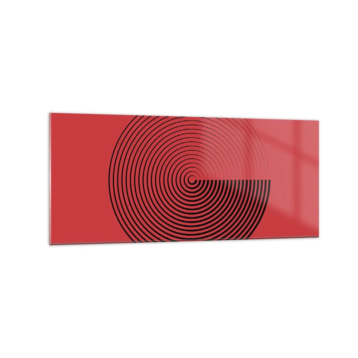 Impression sur verre - Image sur verre - Cercles concentriques sur fond rouge - 120x50cm - Mouvement circulaire - Décoration murale moderne pour le salon et la chambre ARTTOR