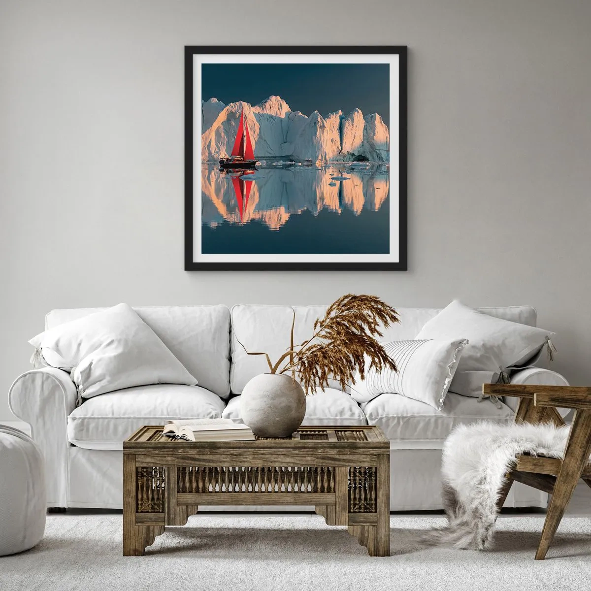 Affiche dans un cadre noir - Poster - Aux limites du monde - 40x40 cm