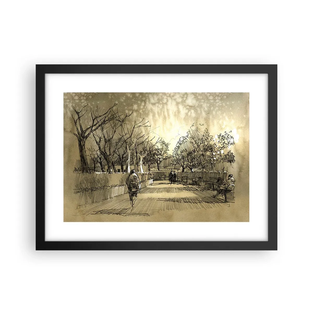 Affiche dans un cadre noir - Poster - Un moment arrêté avec une plume - 40x30 cm