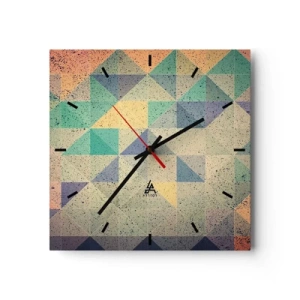 Horloge murale - Pendule murale - Une composition colorée de triangles géométriques dans des tons pastel. - 30x30cm - République des triangles - Décoration murale moderne pour le salon et la chambre ARTTOR