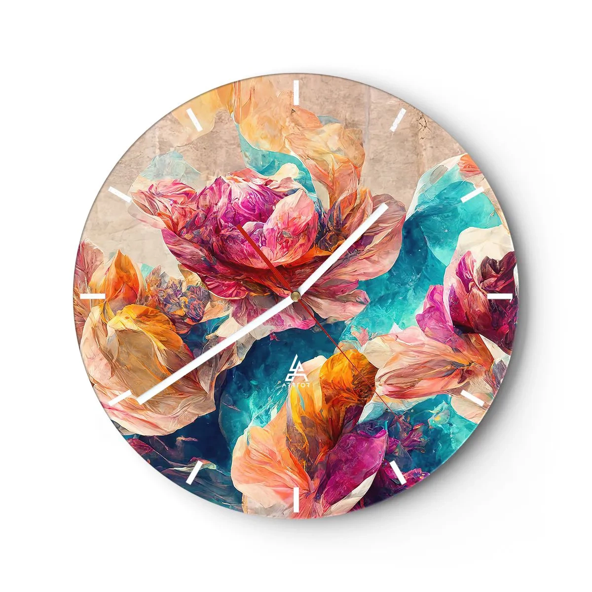 Horloge murale - Pendule murale - Splendeur colorée du bouquet - 40x40 cm