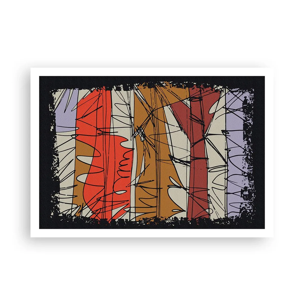 Affiche - Poster - Composition abstraite aux couleurs intenses - 100x70cm - Composition spontanée - Décoration murale moderne pour le salon et la chambre ARTTOR