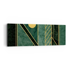 Impression sur toile - Image sur toile - Dynamique or et azur - 90x30 cm