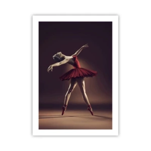 Affiche - Poster - Une danseuse de ballet en robe rouge sur scène - 50x70cm - Une danseuse étoile - Décoration murale moderne pour le salon et la chambre ARTTOR