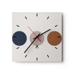 Horloge murale - Pendule murale - Une composition minimaliste avec trois cercles colorés - 30x30cm - Symbole d'excellence - Décoration murale moderne pour le salon et la chambre ARTTOR