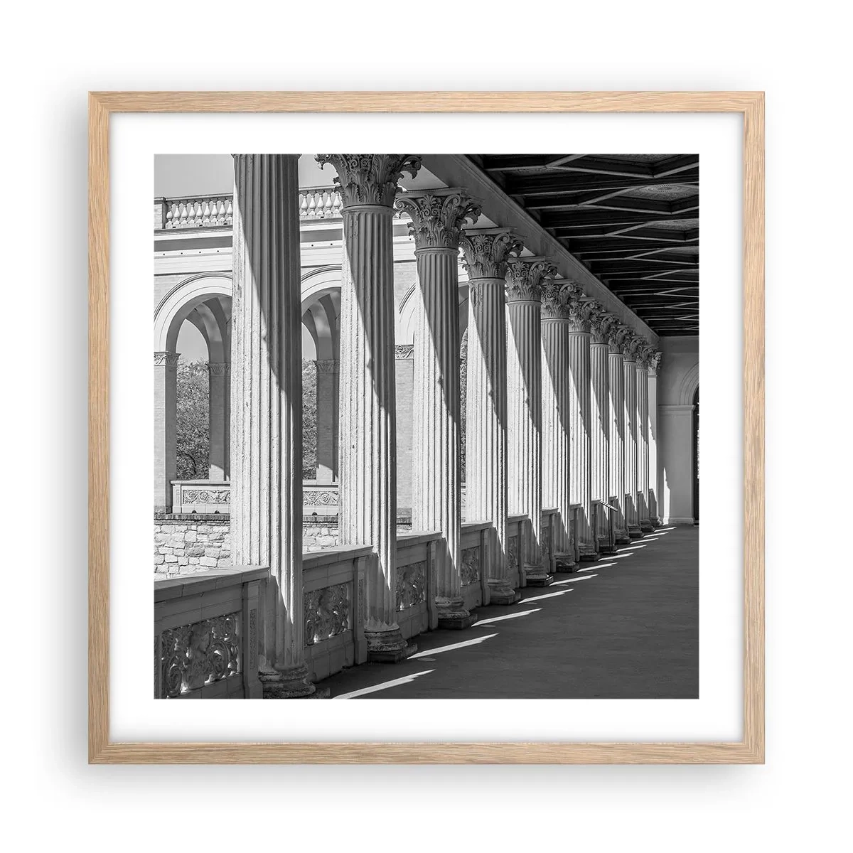 Affiche dans un chêne clair - Poster - Arcade ensoleillée - 50x50 cm