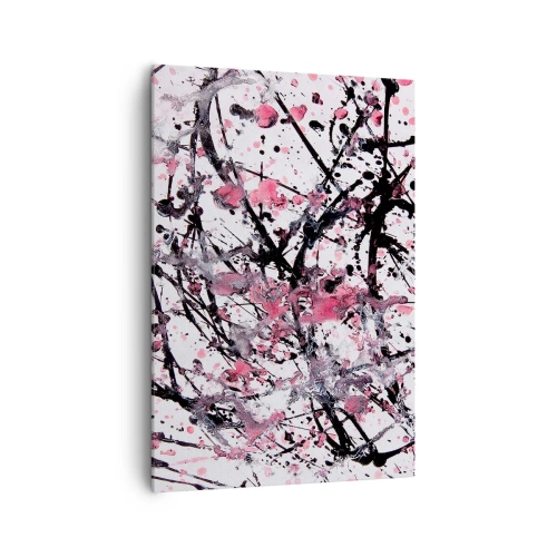 Impression sur toile - Image sur toile - Motif abstrait dans les tons de rose, noir et blanc - 70x100cm - La nature éphémère de la vie - Décoration murale moderne pour le salon et la chambre ARTTOR