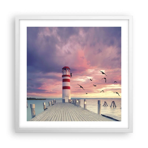 Affiche dans un cadre blanc - Poster - C'est l'heure d'aller au port - 50x50 cm