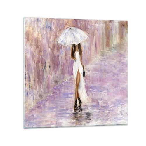 Impression sur verre - Image sur verre - Sous la pluie lilas - 30x30 cm