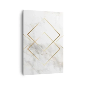 Impression sur toile - Image sur toile - Losanges dorés minimalistes sur fond de marbre - 70x100cm - Vue à l'infini - Décoration murale moderne pour le salon et la chambre ARTTOR