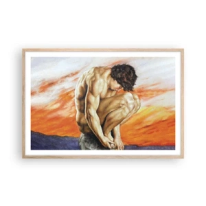 Affiche dans un chêne clair - Poster - Plongé dans ses pensées - 91x61 cm