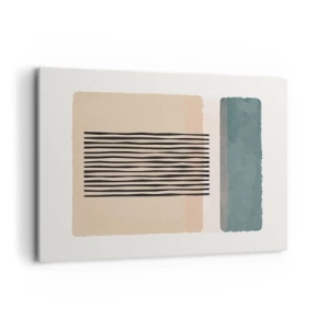 Impression sur toile - Image sur toile - Formes géométriques minimalistes dans des tons beiges et verts - 100x70cm - Tout est en ordre - Décoration murale moderne pour le salon et la chambre ARTTOR