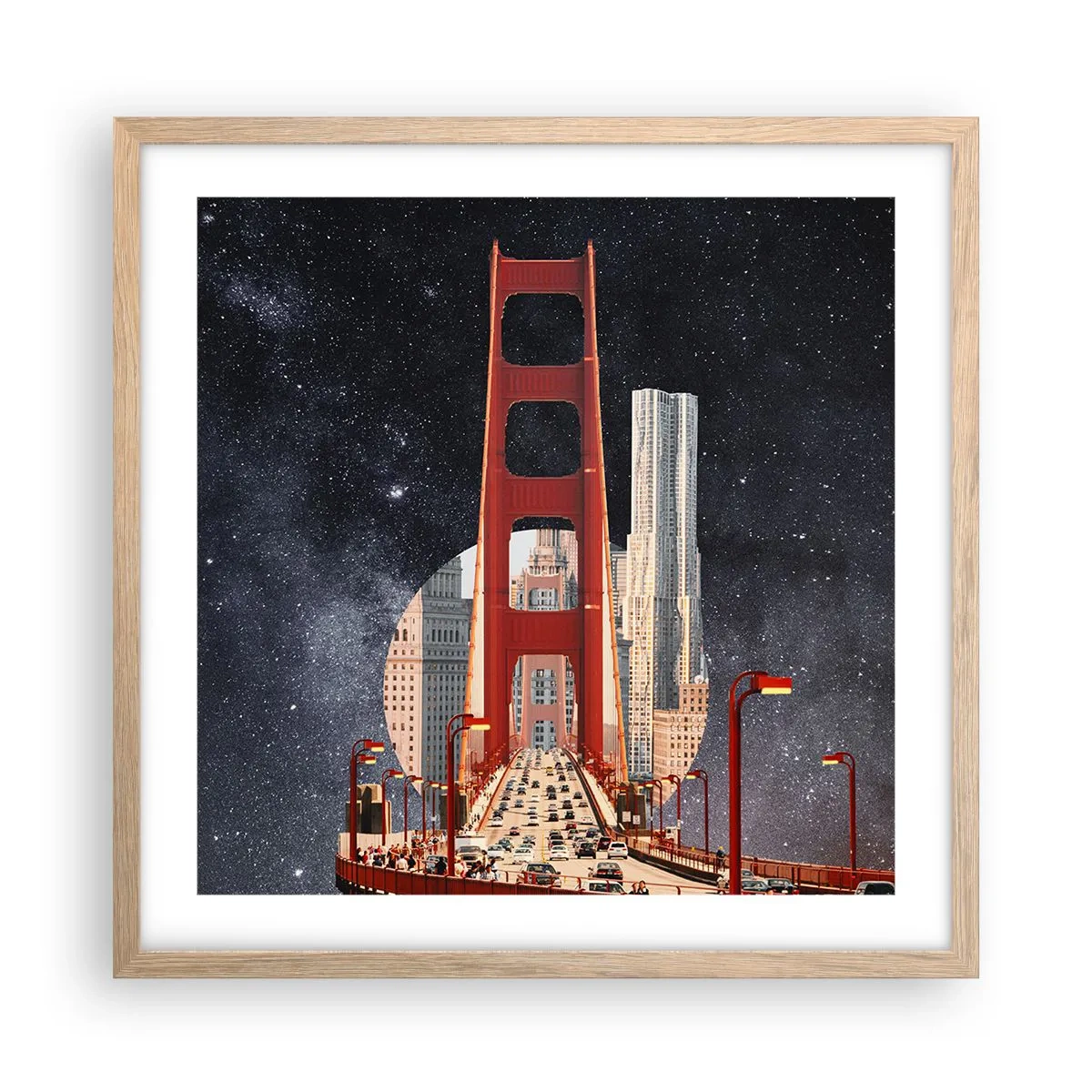 Affiche dans un chêne clair - Poster - Toujours au centre - 50x50 cm