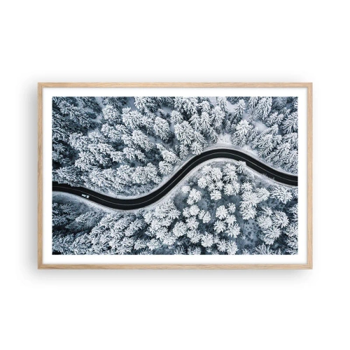 Affiche dans un chêne clair - Poster - À travers une forêt d'hiver - 91x61 cm