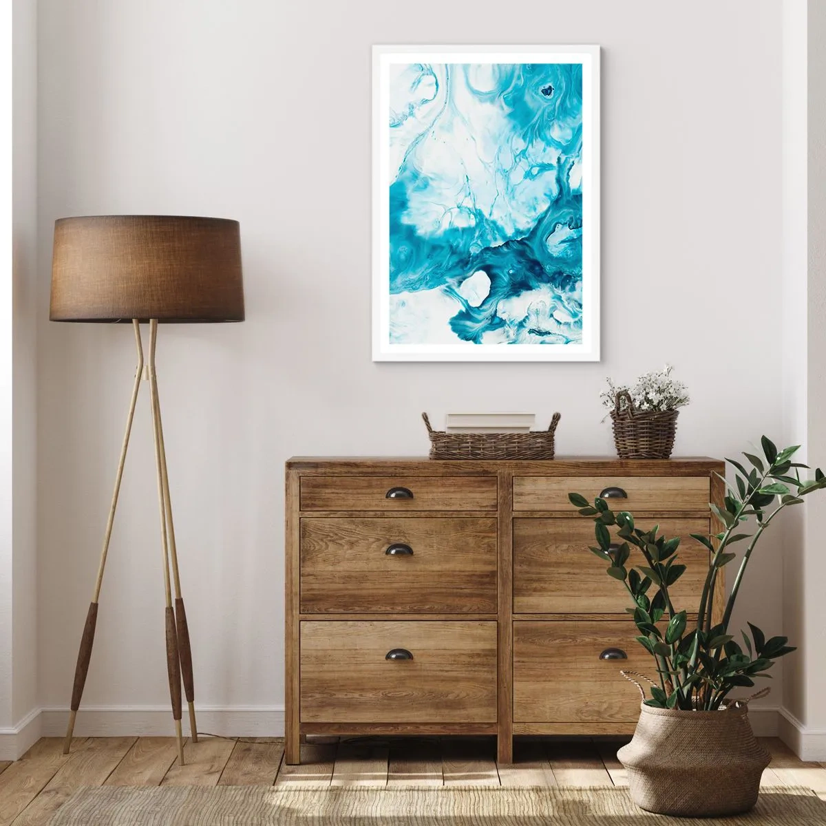 Affiche dans un cadre blanc - Poster - Concert de bleu - 30x40 cm