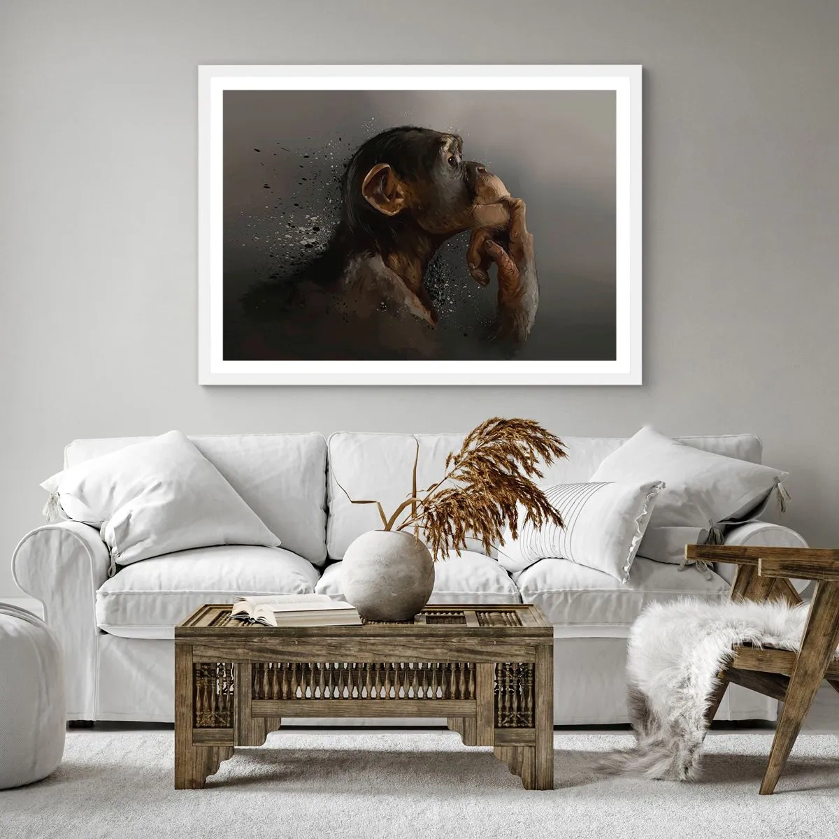 Affiche dans un cadre blanc - Poster - Certainement un penseur - 30x30 cm
