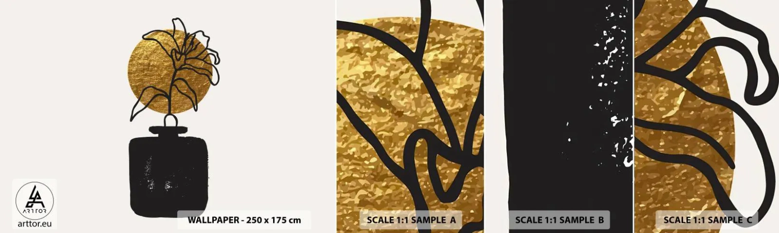 Échantillon De Papier Peint Standard Eco - La beauté vaut son pesant d'or - Vase, Fleurs, Minimalisme - 100x30 cm