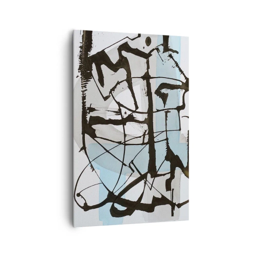 Impression sur toile - Image sur toile - Lignes et formes abstraites en bleu et noir - 80x120cm - Bleu malgré tout - Décoration murale moderne pour le salon et la chambre ARTTOR