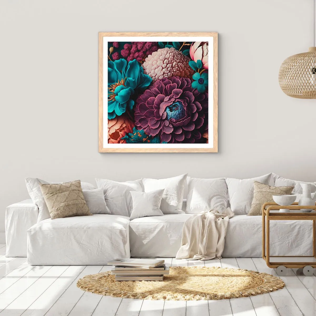 Affiche dans un chêne clair - Poster - La nature en abondance - 50x50 cm