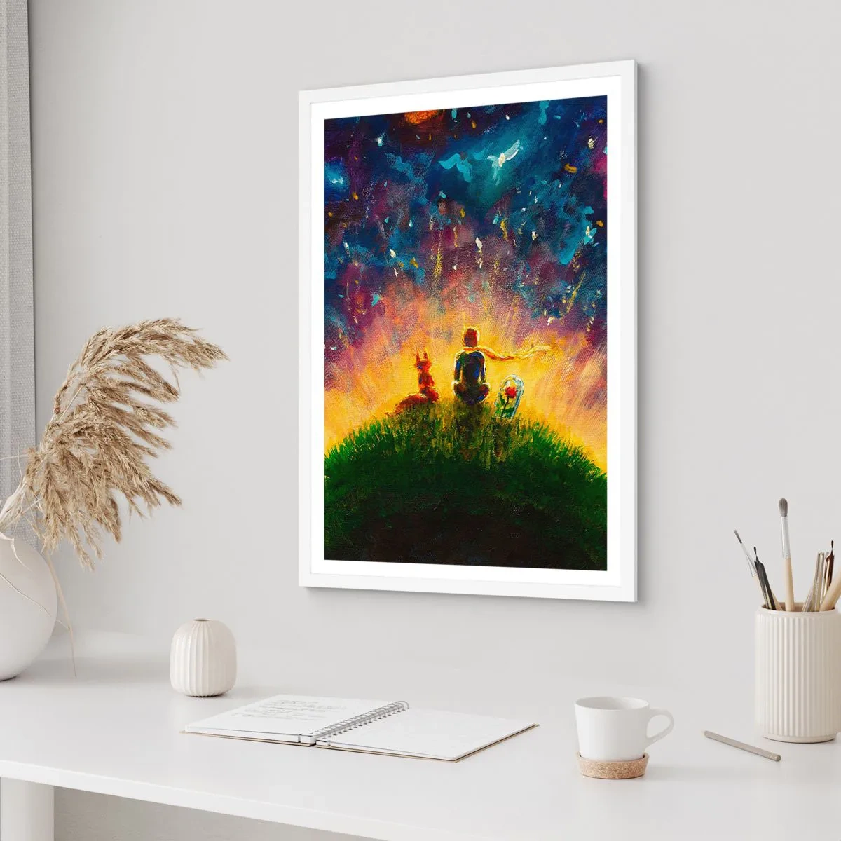 Affiche dans un cadre blanc - Poster - Amour et amitié - le monde entier - 70x100 cm