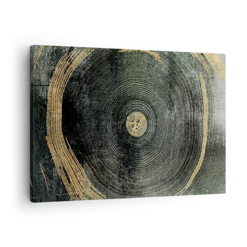Impression sur toile - Image sur toile - Cercles concentriques avec des accents dorés - 70x50cm - Changement et persistance - Décoration murale moderne pour le salon et la chambre ARTTOR