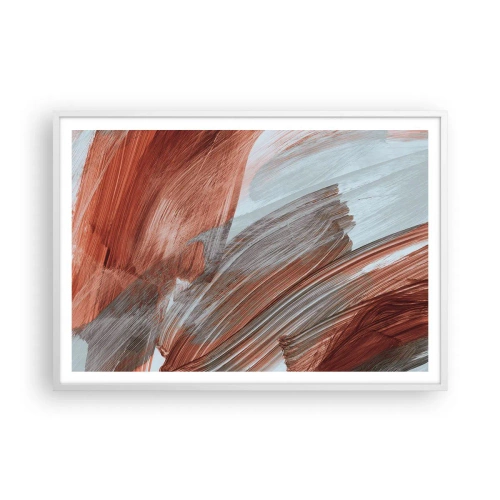 Affiche dans un cadre blanc - Poster - Abstraction venteuse et automnale - 100x70 cm
