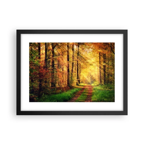 Affiche dans un cadre noir - Poster - Silence d'or en forêt - 40x30 cm