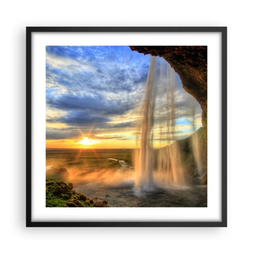 Affiche dans un cadre noir - Poster - Le monde derrière un voile de gouttes - 50x50 cm