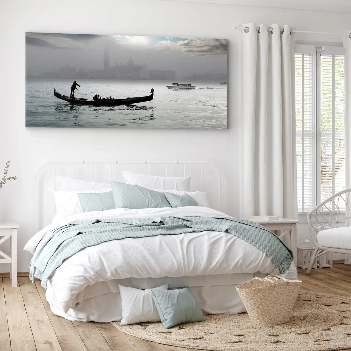 Impression sur toile - Image sur toile - Une ville fabuleuse faite d'eau et de brouillard - 100x40 cm