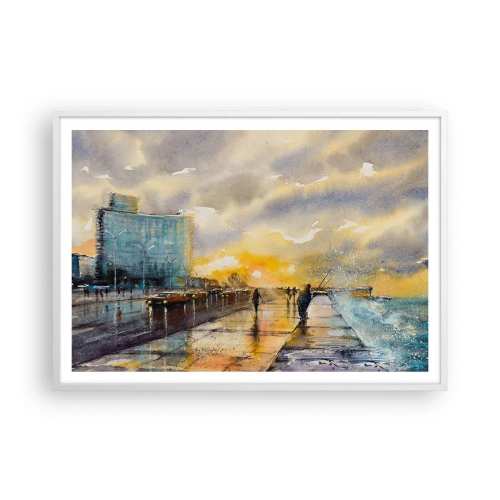 Affiche dans un cadre blanc - Poster - La vie sur le rivage - 100x70 cm