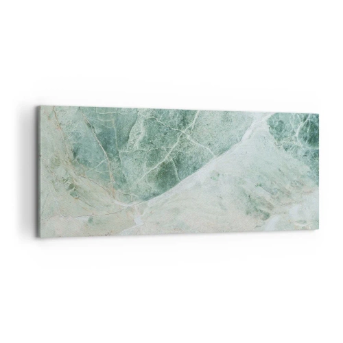 Impression sur toile - Image sur toile - Marbre vert aux délicates veines blanches - 120x50cm - La noble froideur de la pierre - Décoration murale moderne pour le salon et la chambre ARTTOR