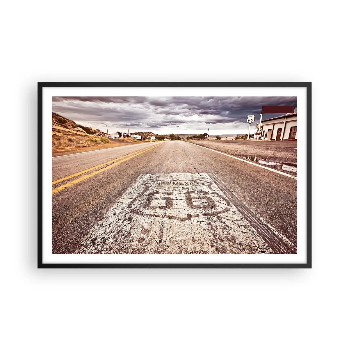 Affiche dans un cadre noir - Poster - Mother Road - une légende américaine - 91x61 cm