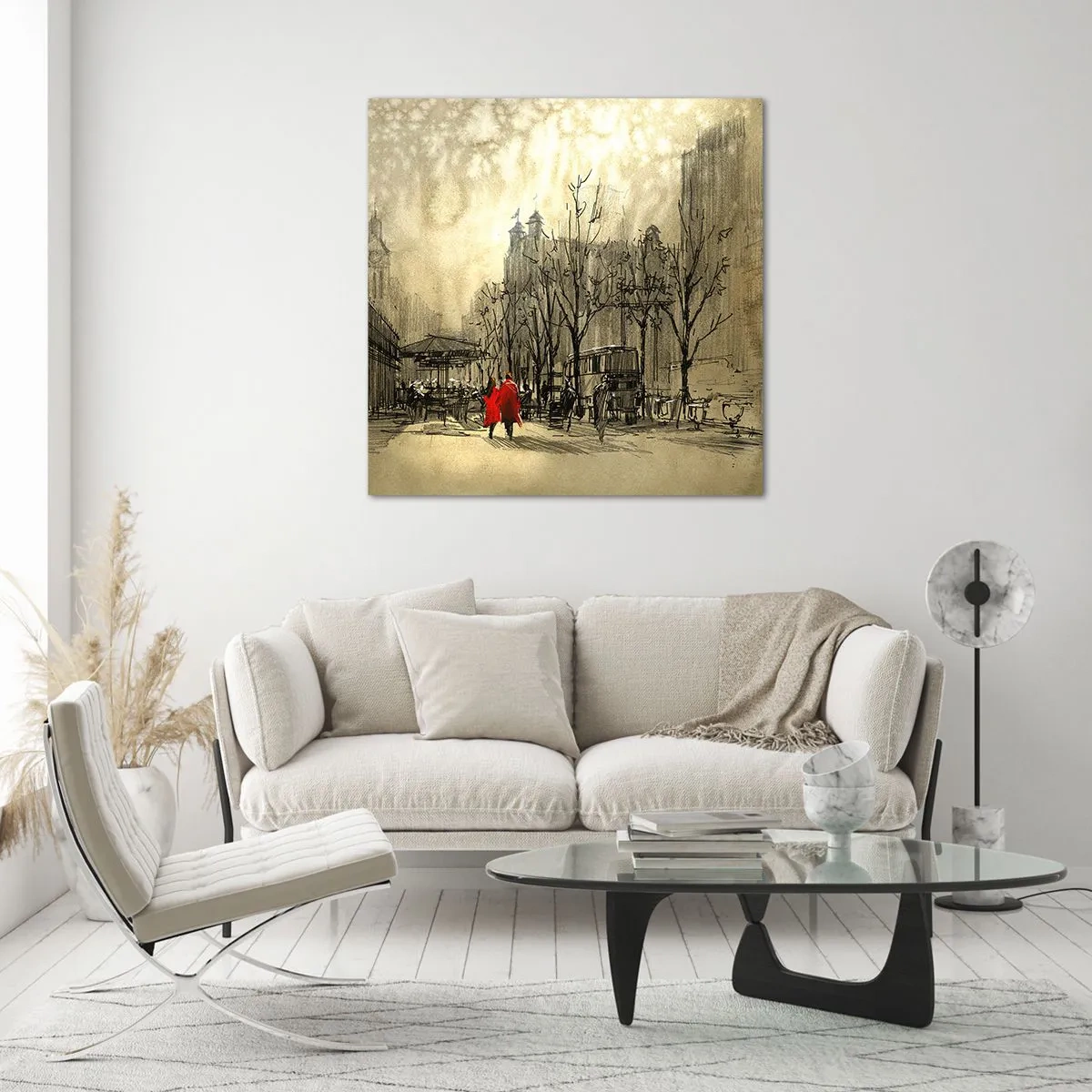 Impression sur verre - Image sur verre - Rendez-vous dans le brouillard de Londres - 70x70 cm