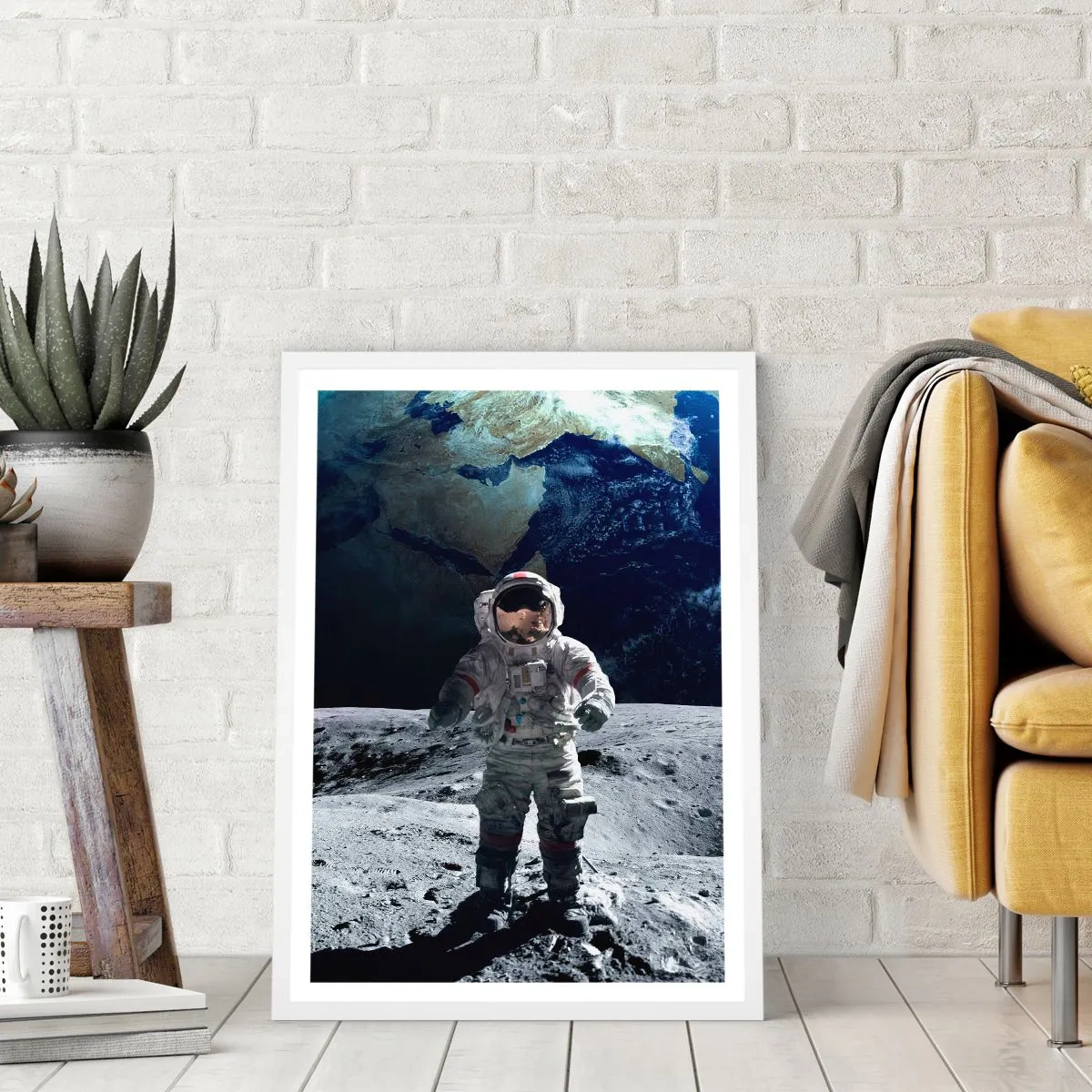 Affiche dans un cadre blanc - Poster - Salutations de la lune - 61x91 cm