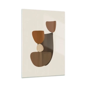Impression sur verre - Image sur verre - Composition abstraite dans les tons marron et beige - 50x70cm - Composition de marrons - Décoration murale moderne pour le salon et la chambre ARTTOR