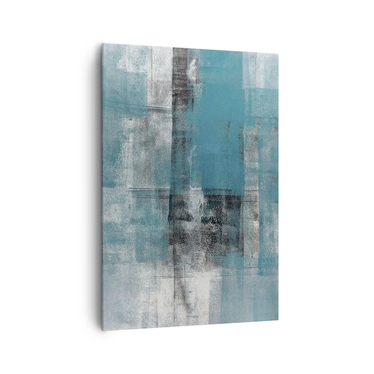 Impression sur toile - Image sur toile - Une composition abstraite dans des tons de bleu avec texture et couches. - 70x100cm - Eau et air - Décoration murale moderne pour le salon et la chambre ARTTOR