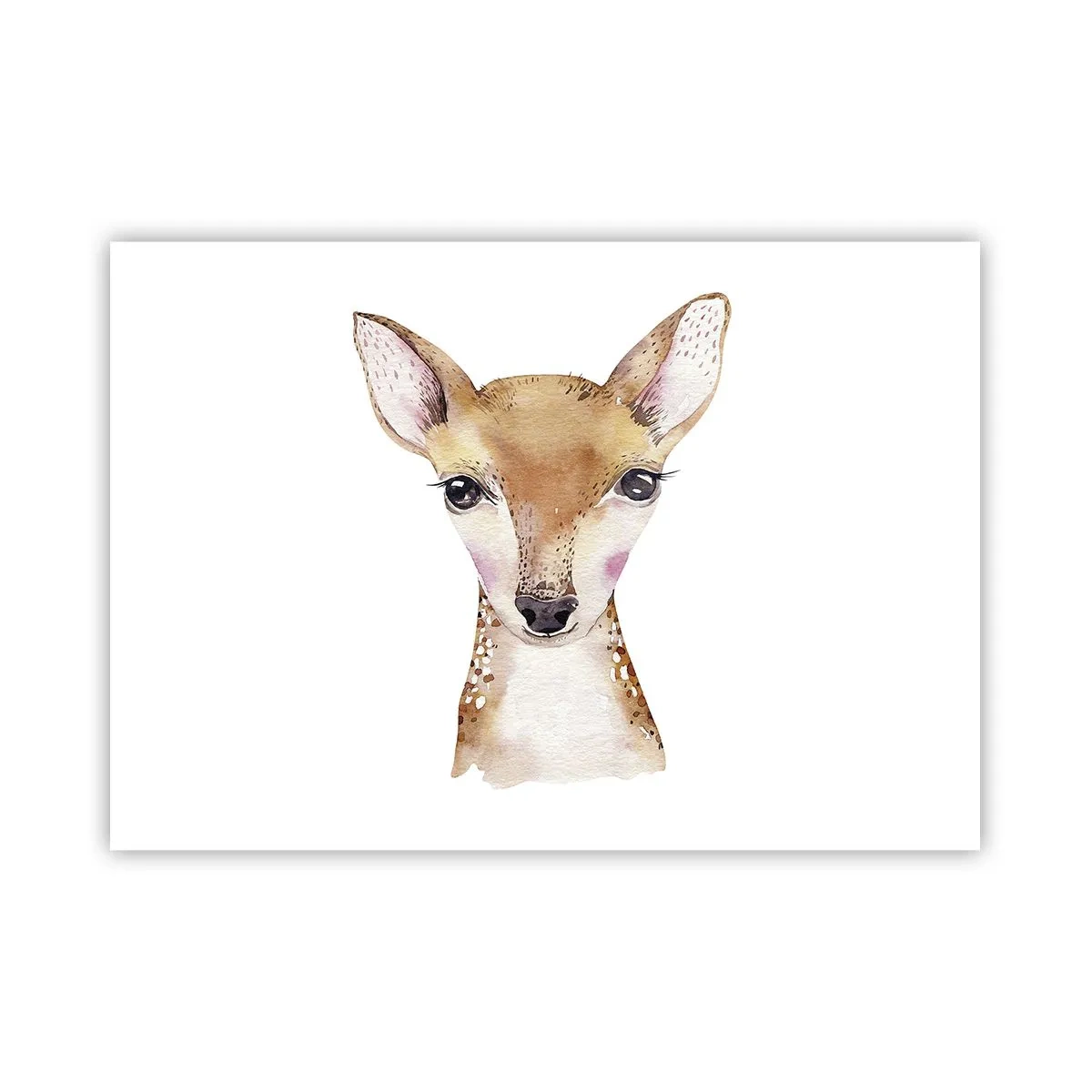 Affiche - Poster - Portrait à l'aquarelle d'un jeune chevreuil sur fond blanc - 100x70cm - L'innocence de la nature - Décoration murale moderne pour le salon et la chambre ARTTOR