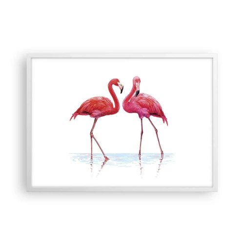 Affiche dans un cadre blanc - Poster - Rendez-vous rose - 70x50 cm