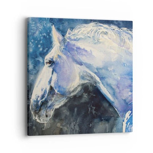 Impression sur toile - Image sur toile - Portrait dans une lueur azur - 40x40 cm