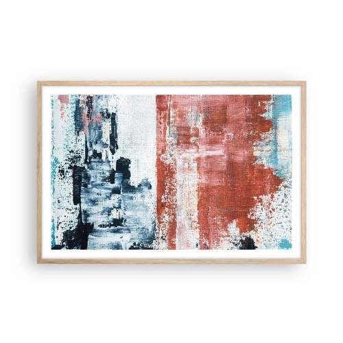 Affiche dans un chêne clair - Poster - Moitié-moitié abstrait - 91x61 cm