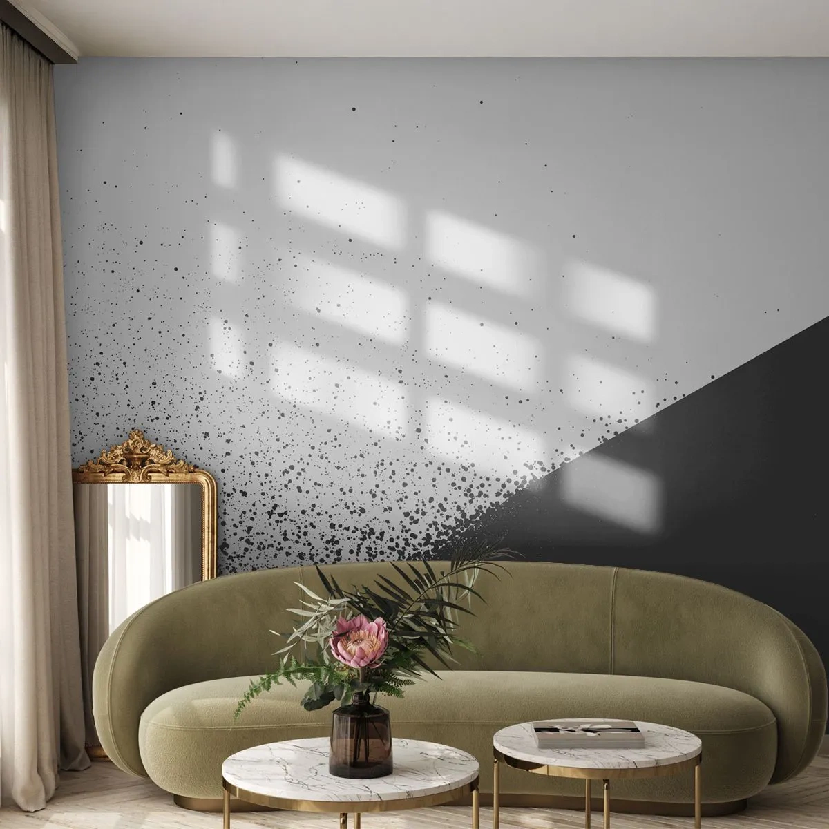 Papier Peint Photo Premium Sand - De plus en plus vite, de plus en plus - Abstraction, Graphique, Noir et blanc - 350x256 cm