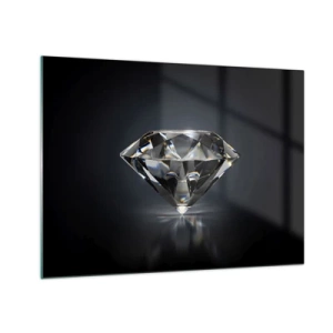 Impression sur verre - Image sur verre - Un diamant étincelant sur un fond sombre dans un arrangement élégant - 70x50cm - La meilleure amie - Décoration murale moderne pour le salon et la chambre ARTTOR