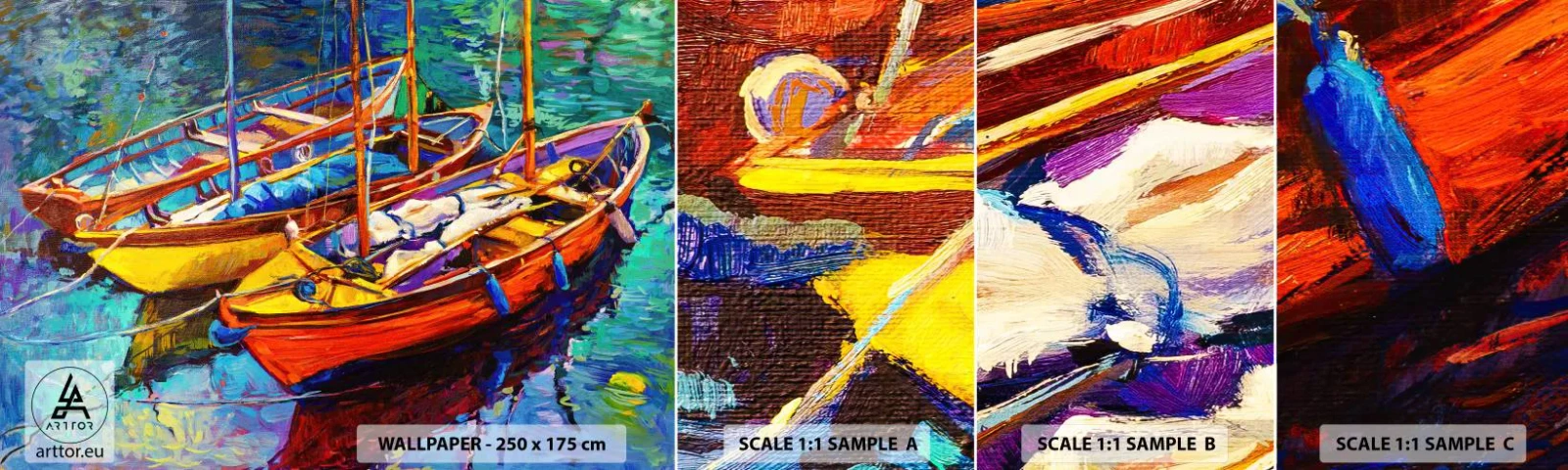 Échantillon De Papier Peint Standard Eco - Sur l'eau épaisse de couleurs - Lodz, Voilier, Mer - 100x30 cm