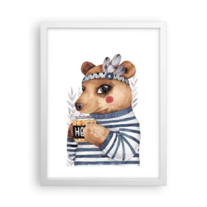 Affiche dans un cadre blanc - Poster - Un nounours trop mignon - 30x40 cm