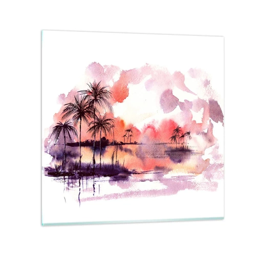 Impression sur verre - Image sur verre - La tranquillité des tropiques en rouge - 40x40 cm
