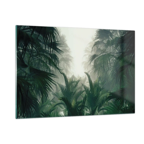 Impression sur verre - Image sur verre - Jungle tropicale enveloppée de brouillard - 120x80cm - Secret tropical - Décoration murale moderne pour le salon et la chambre ARTTOR