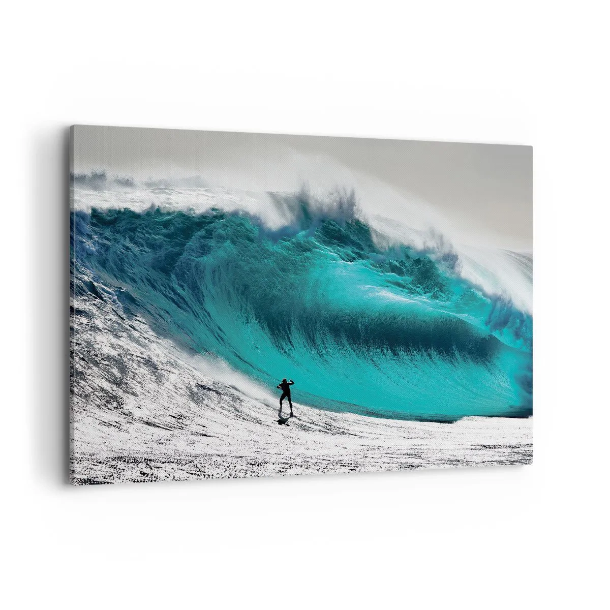 Impression sur toile - Image sur toile - Surfeur devant une énorme vague - 100x70cm - Challenge accepté - Décoration murale moderne pour le salon et la chambre ARTTOR