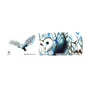Échantillon De Papier Peint Standard Eco - Sur les ailes de la forêt - Abstraction, Hibou, Oiseau - 100x30 cm
