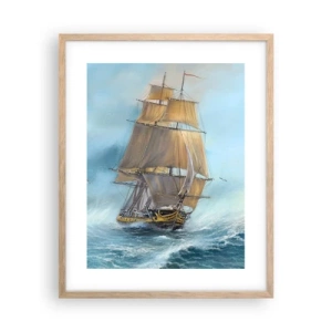 Affiche dans un chêne clair - Poster - Se précipitant sur les vagues - 40x50 cm